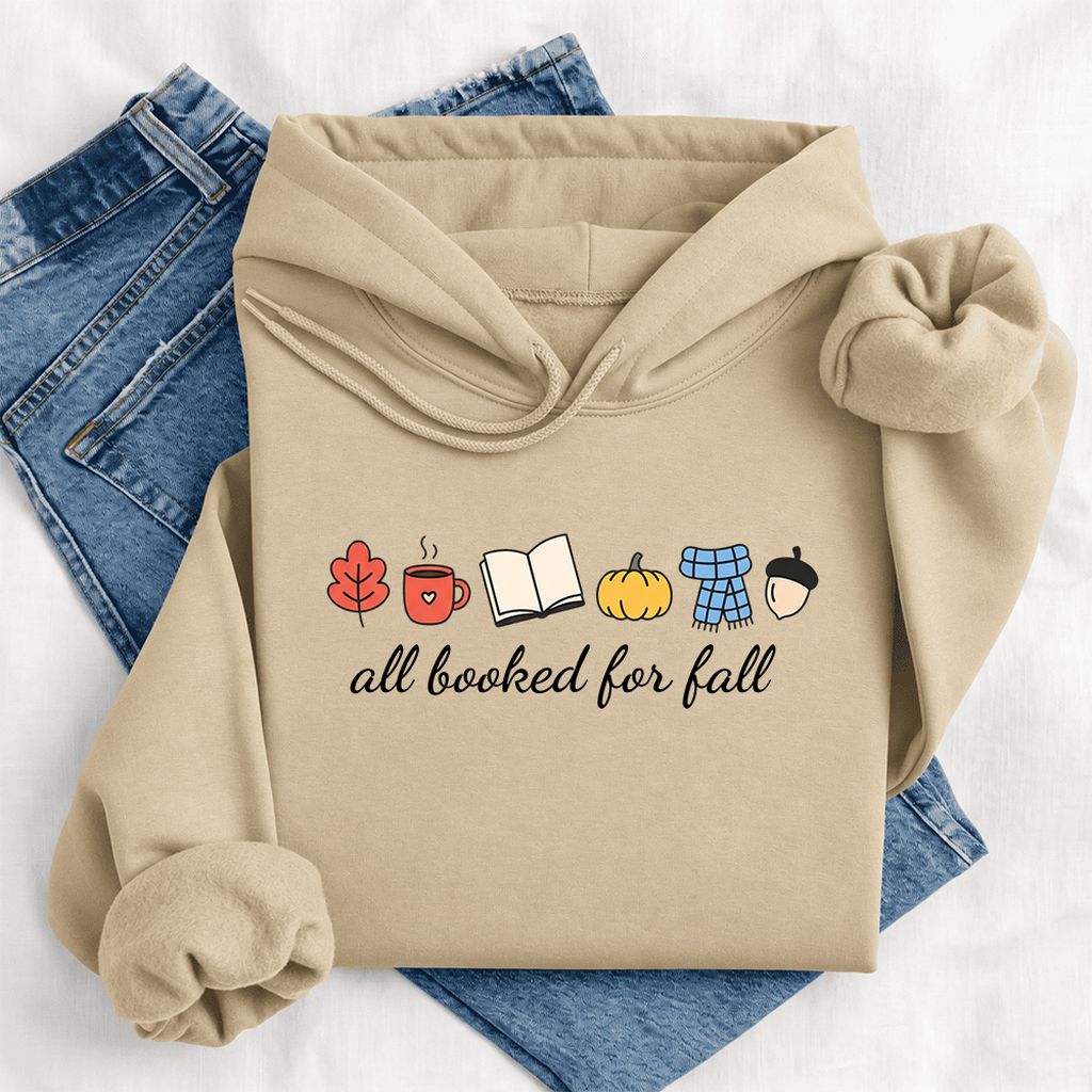 All Booked For Fall Softstyle Hoodie | Cozy Book Lover Gift Sand