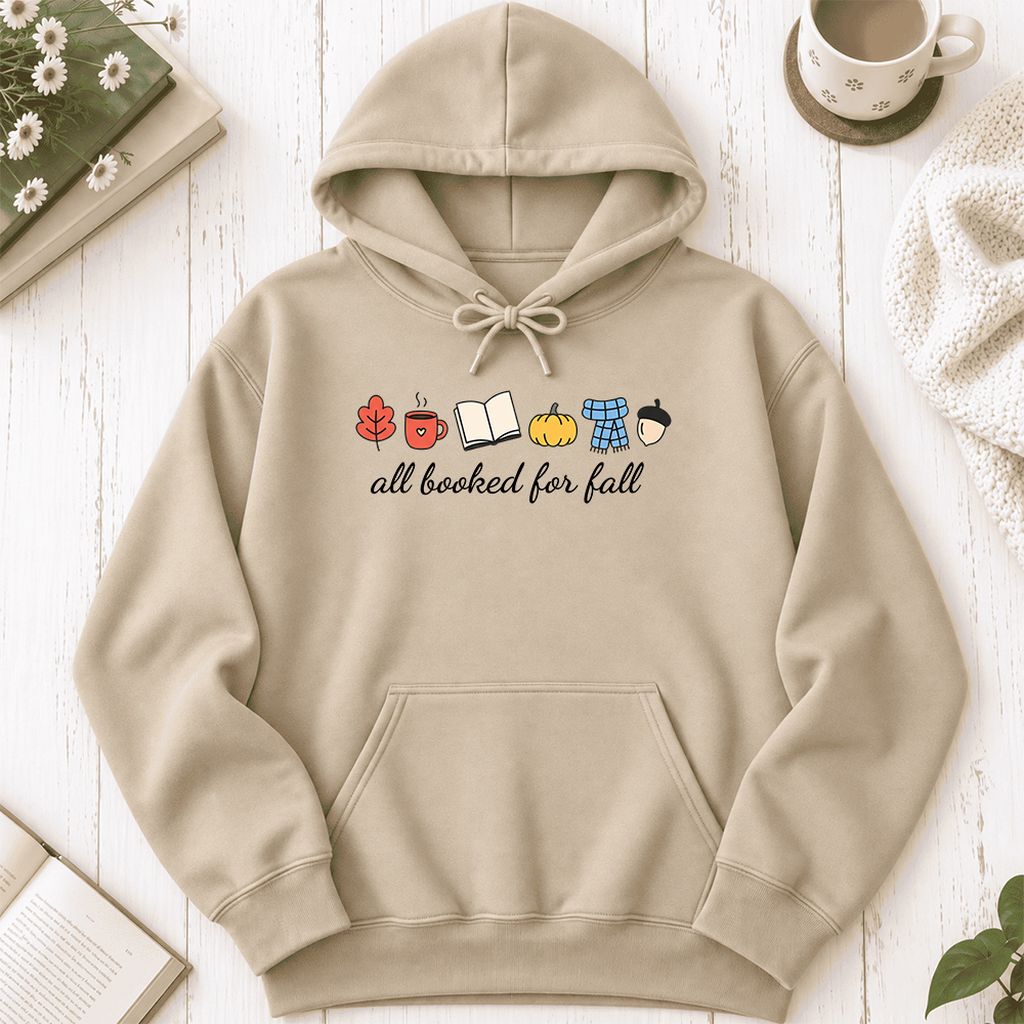 All Booked For Fall Softstyle Hoodie | Cozy Book Lover Gift Sand