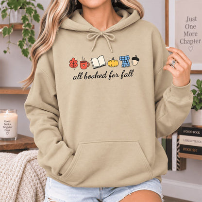 All Booked For Fall Softstyle Hoodie | Cozy Book Lover Gift Sand