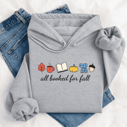 All Booked For Fall Softstyle Hoodie | Cozy Book Lover Gift Sport Grey
