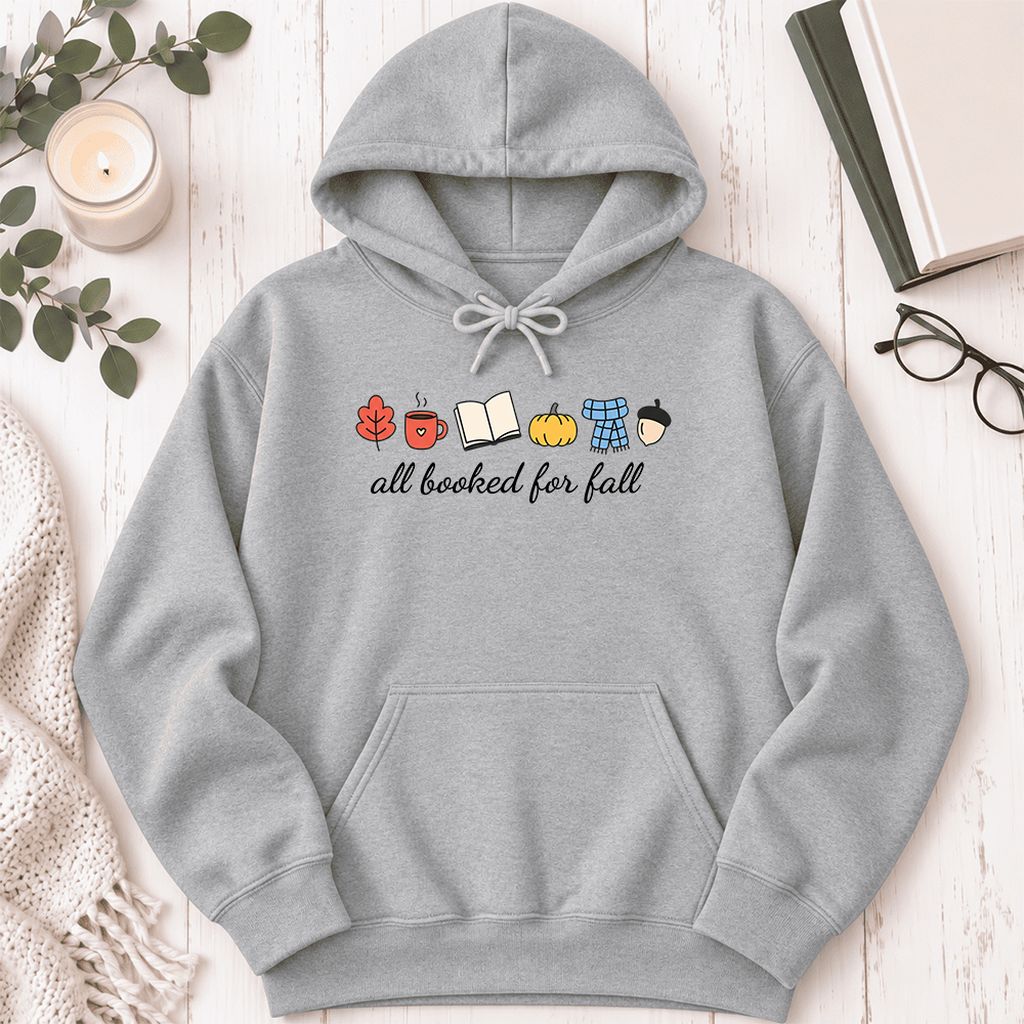 All Booked For Fall Softstyle Hoodie | Cozy Book Lover Gift Sport Grey