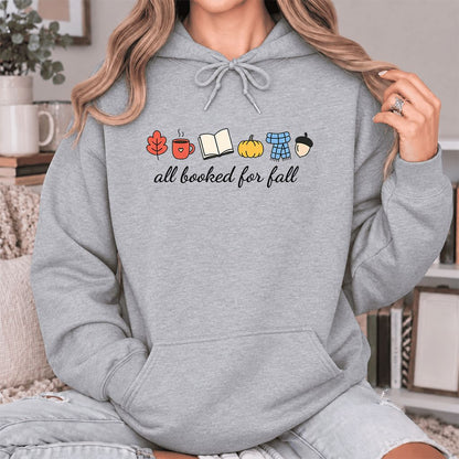 All Booked For Fall Softstyle Hoodie | Cozy Book Lover Gift Sport Grey