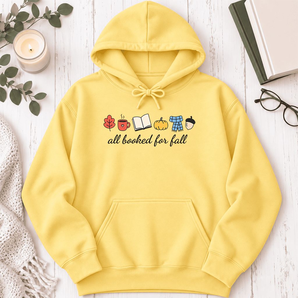 All Booked For Fall Softstyle Hoodie | Cozy Book Lover Gift Yellow Haze
