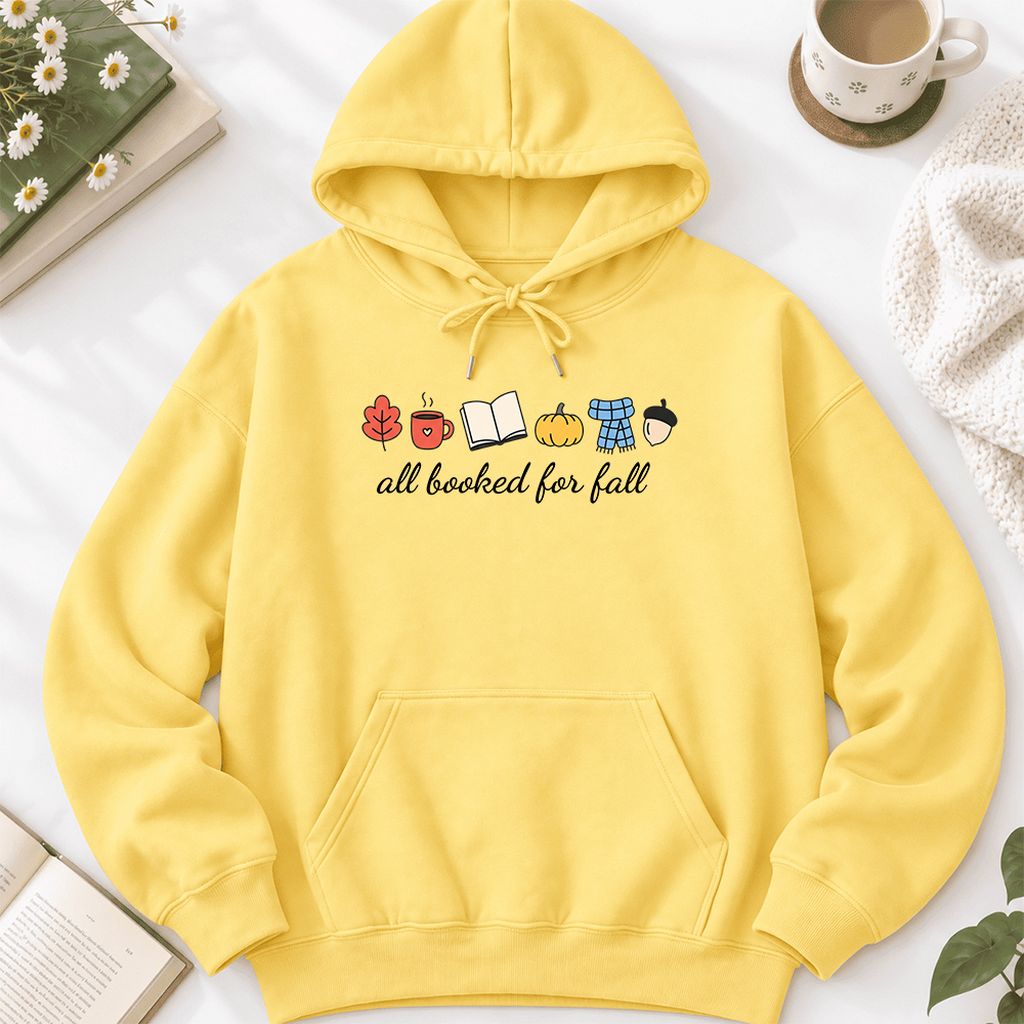 All Booked For Fall Softstyle Hoodie | Cozy Book Lover Gift Yellow Haze