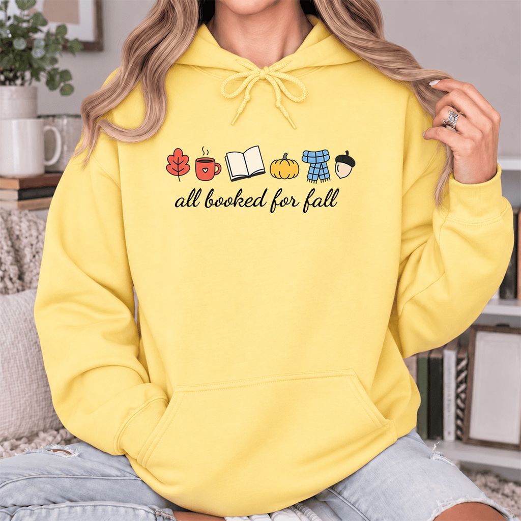 All Booked For Fall Softstyle Hoodie | Cozy Book Lover Gift Yellow Haze