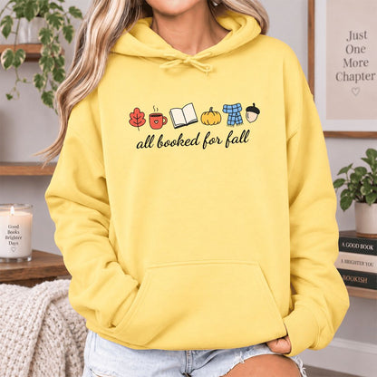 All Booked For Fall Softstyle Hoodie | Cozy Book Lover Gift Yellow Haze