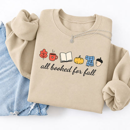 All Booked For Fall Softstyle Sweatshirt | Cozy Book Lover Gift Sand