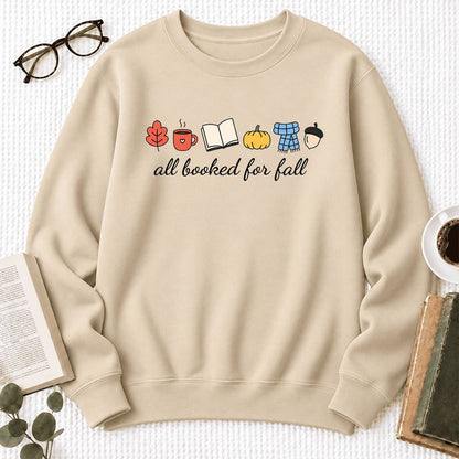 All Booked For Fall Softstyle Sweatshirt | Cozy Book Lover Gift Sand
