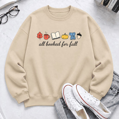 All Booked For Fall Softstyle Sweatshirt | Cozy Book Lover Gift Sand