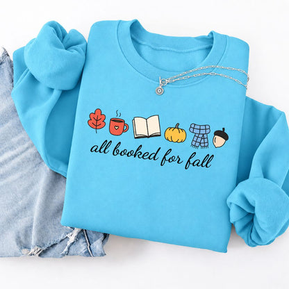 All Booked For Fall Softstyle Sweatshirt | Cozy Book Lover Gift Sky