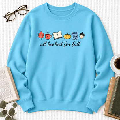 All Booked For Fall Softstyle Sweatshirt | Cozy Book Lover Gift Sky