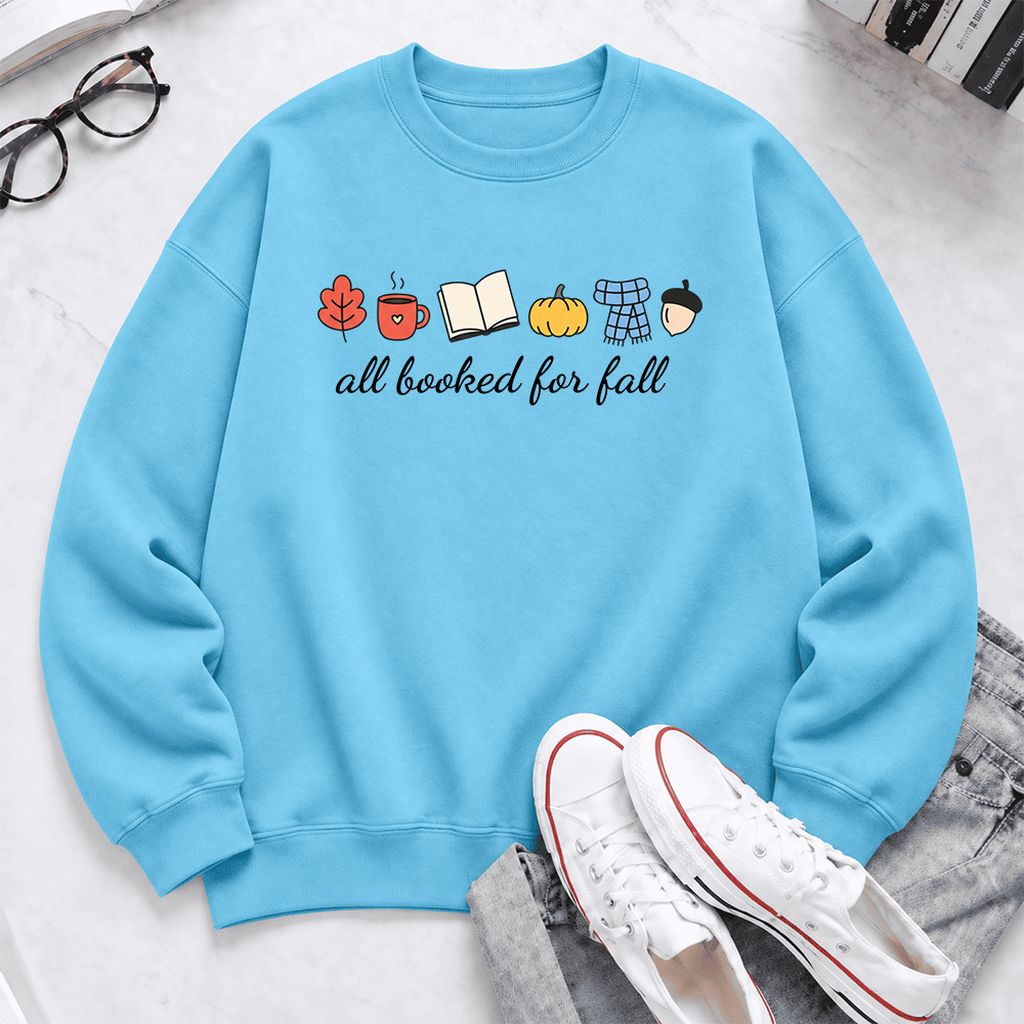 All Booked For Fall Softstyle Sweatshirt | Cozy Book Lover Gift Sky