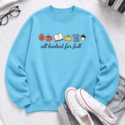All Booked For Fall Softstyle Sweatshirt | Cozy Book Lover Gift Sky