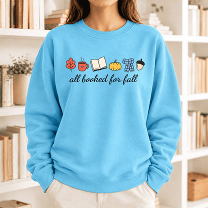 All Booked For Fall Softstyle Sweatshirt | Cozy Book Lover Gift Sky