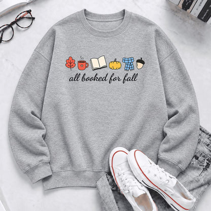 All Booked For Fall Softstyle Sweatshirt | Cozy Book Lover Gift Sport Grey