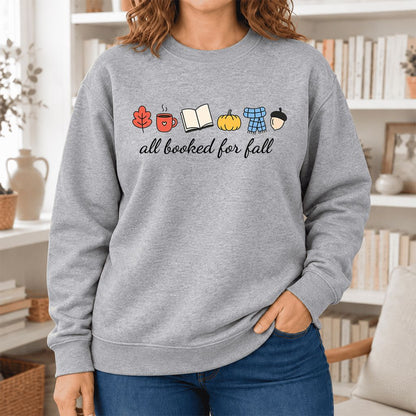 All Booked For Fall Softstyle Sweatshirt | Cozy Book Lover Gift Sport Grey