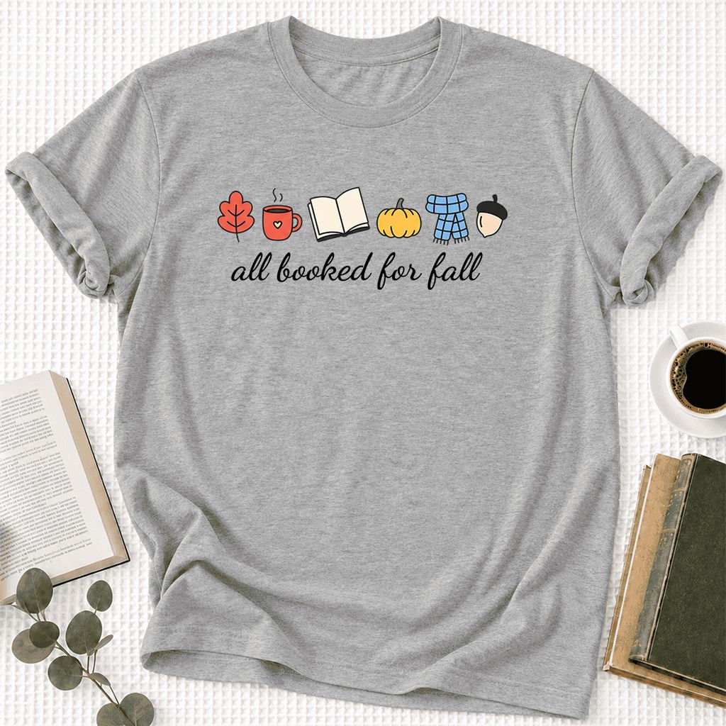 All Booked For Fall Ultra-Soft Cotton T-Shirt | Cozy Book Lover Gift Athletic Heather