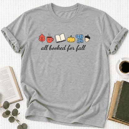 All Booked For Fall Ultra-Soft Cotton T-Shirt | Cozy Book Lover Gift Athletic Heather