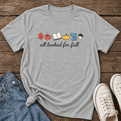 All Booked For Fall Ultra-Soft Cotton T-Shirt | Cozy Book Lover Gift Athletic Heather