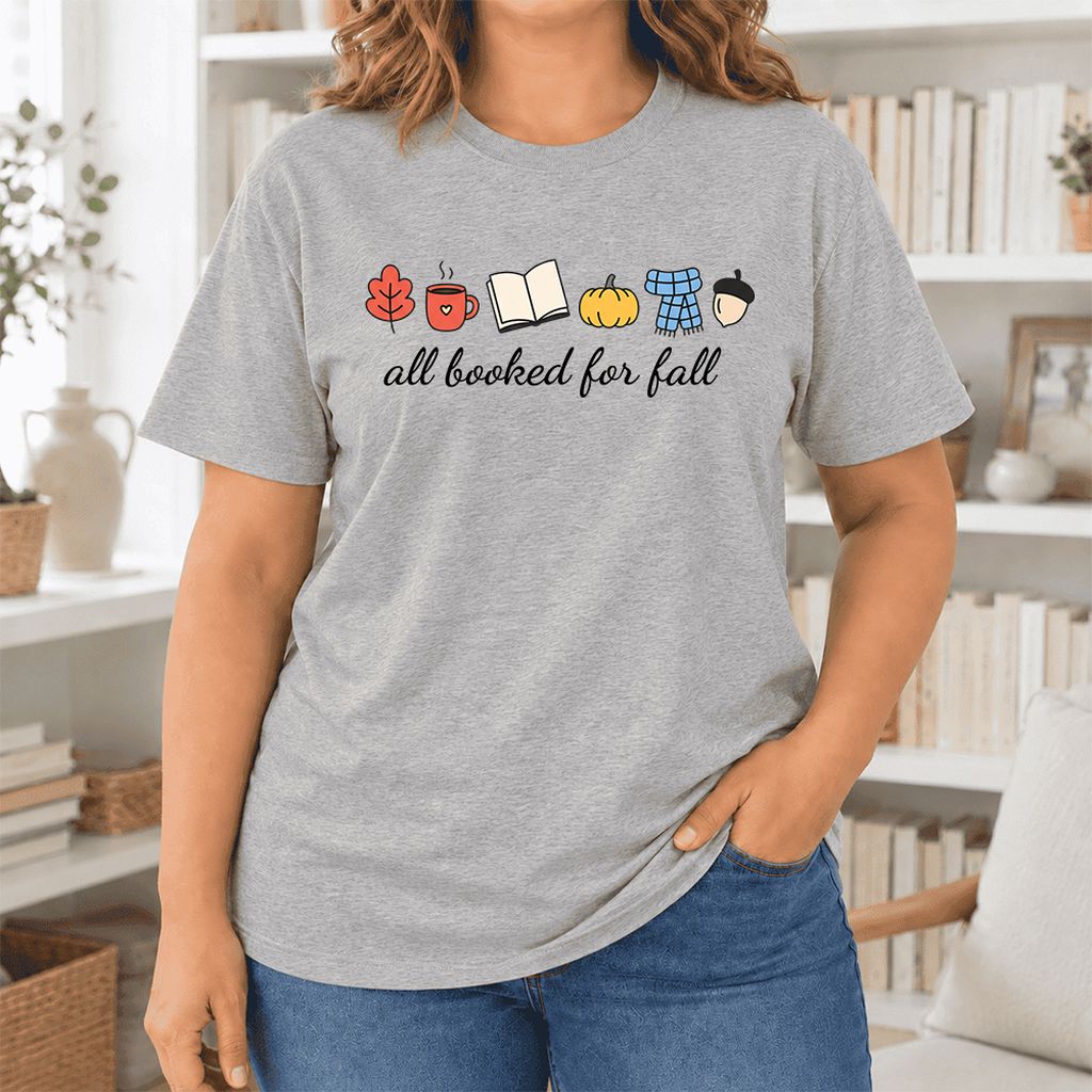 All Booked For Fall Ultra-Soft Cotton T-Shirt | Cozy Book Lover Gift Athletic Heather