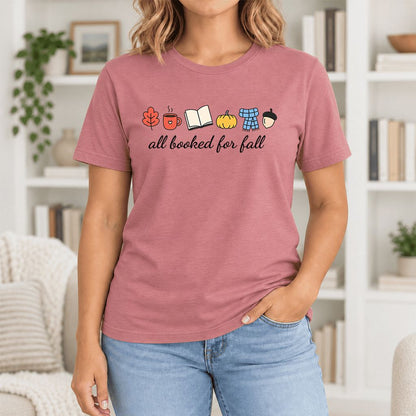 All Booked For Fall Ultra-Soft Cotton T-Shirt | Cozy Book Lover Gift Mauve