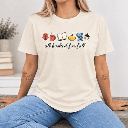All Booked For Fall Ultra-Soft Cotton T-Shirt | Cozy Book Lover Gift Natural