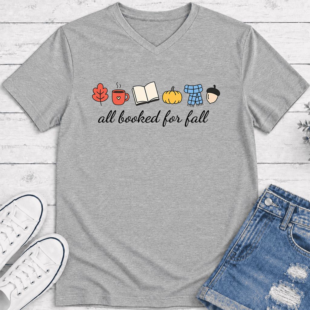 All Booked For Fall Ultra-Soft V-Neck | Cozy Book Lover Gift Athletic Heather
