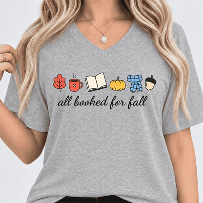 All Booked For Fall Ultra-Soft V-Neck | Cozy Book Lover Gift Athletic Heather
