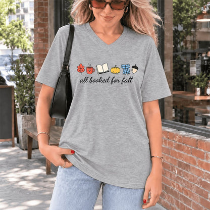 All Booked For Fall Ultra-Soft V-Neck | Cozy Book Lover Gift Athletic Heather