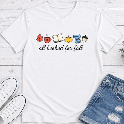 All Booked For Fall Ultra-Soft V-Neck | Cozy Book Lover Gift White