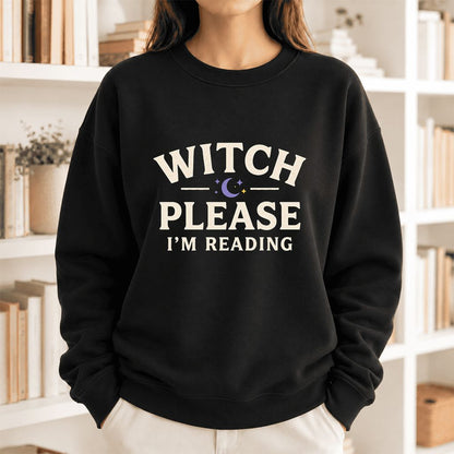 Witch Please I'm Reading Softstyle Sweatshirt | Cozy Halloween Reader Gift Black