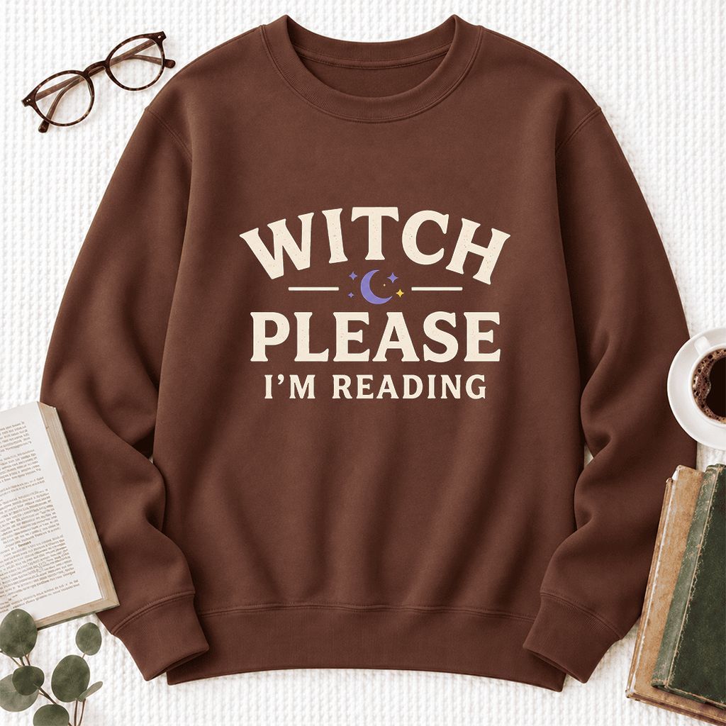 Witch Please I'm Reading Softstyle Sweatshirt | Cozy Halloween Reader Gift Cocoa