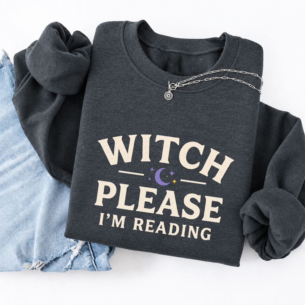 Witch Please I'm Reading Softstyle Sweatshirt | Cozy Halloween Reader Gift Dark Heather