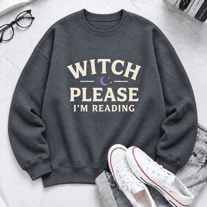 Witch Please I'm Reading Softstyle Sweatshirt | Cozy Halloween Reader Gift Dark Heather