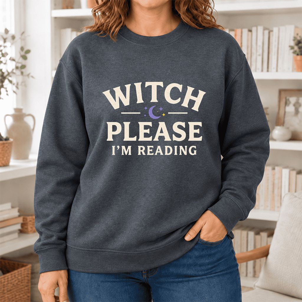 Witch Please I'm Reading Softstyle Sweatshirt | Cozy Halloween Reader Gift Dark Heather