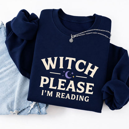 Witch Please I'm Reading Softstyle Sweatshirt | Cozy Halloween Reader Gift Navy