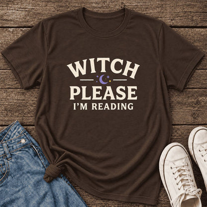 Witch Please I'm Reading Ultra-Soft Cotton T-Shirt | Cozy Halloween Reader Gift Brown