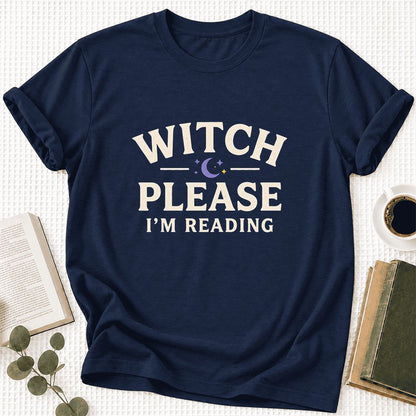 Witch Please I'm Reading Ultra-Soft Cotton T-Shirt | Cozy Halloween Reader Gift Navy