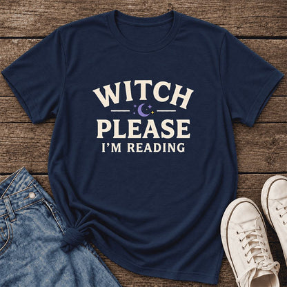 Witch Please I'm Reading Ultra-Soft Cotton T-Shirt | Cozy Halloween Reader Gift Navy