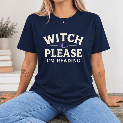 Witch Please I'm Reading Ultra-Soft Cotton T-Shirt | Cozy Halloween Reader Gift Navy