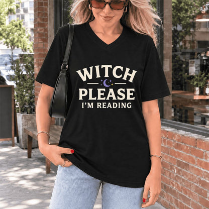 Witch Please I'm Reading Ultra-Soft V-Neck | Cozy Halloween Reader Gift Black
