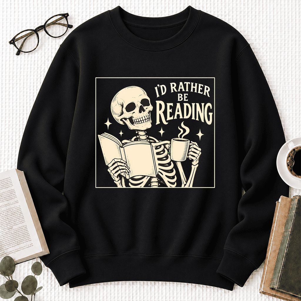 I'd Rather Be Reading Softstyle Sweatshirt | Evergreen Book Lover Gift Black