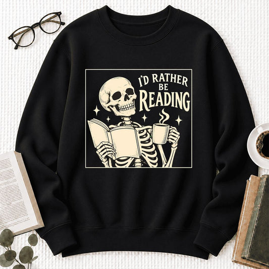 I'd Rather Be Reading Softstyle Sweatshirt | Evergreen Book Lover Gift Black