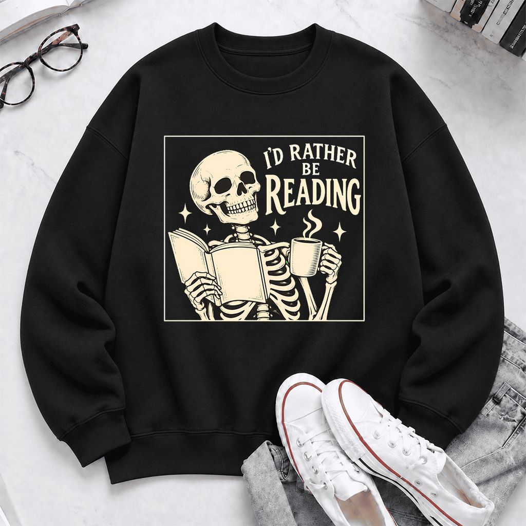 I'd Rather Be Reading Softstyle Sweatshirt | Evergreen Book Lover Gift Black