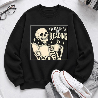 I'd Rather Be Reading Softstyle Sweatshirt | Evergreen Book Lover Gift Black