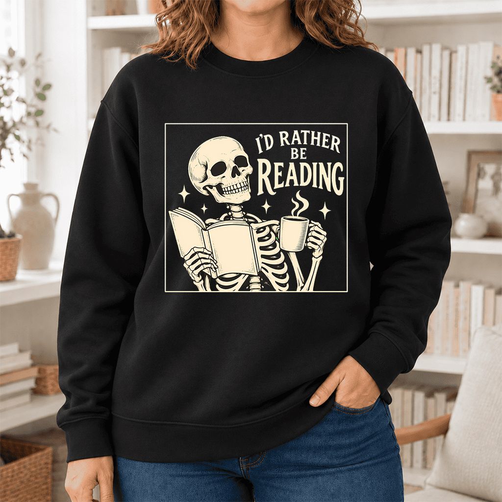 I'd Rather Be Reading Softstyle Sweatshirt | Evergreen Book Lover Gift Black