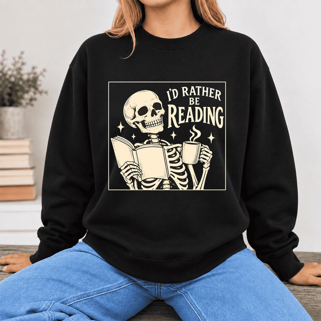 I'd Rather Be Reading Softstyle Sweatshirt | Evergreen Book Lover Gift Black