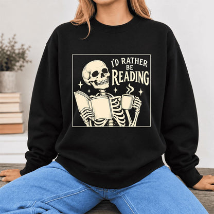 I'd Rather Be Reading Softstyle Sweatshirt | Evergreen Book Lover Gift Black