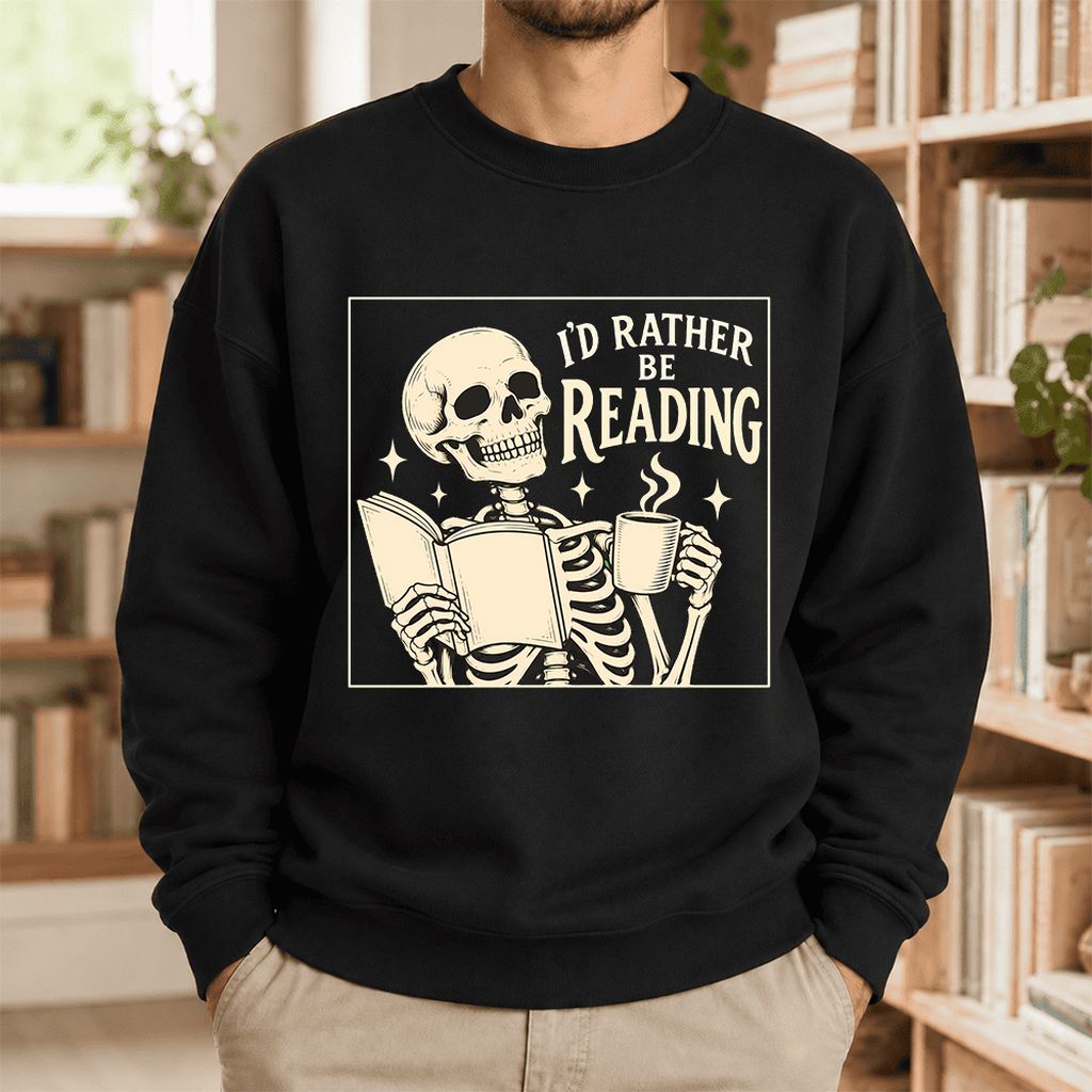 I'd Rather Be Reading Softstyle Sweatshirt | Evergreen Book Lover Gift Black