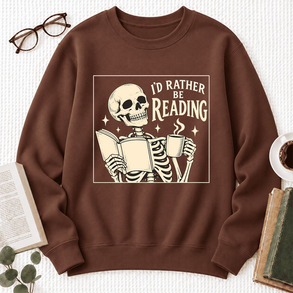 I'd Rather Be Reading Softstyle Sweatshirt | Evergreen Book Lover Gift Cocoa